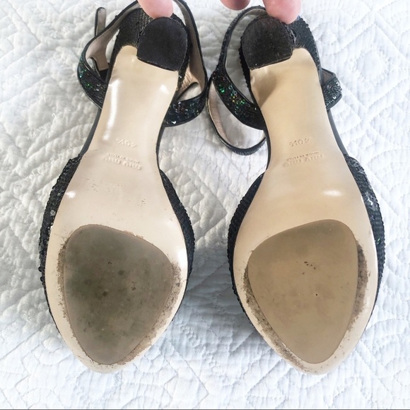 Miu Miu Black Sequined Glitter Platform Sandals 40.5 or Sz 10 - Picture 9 of 14